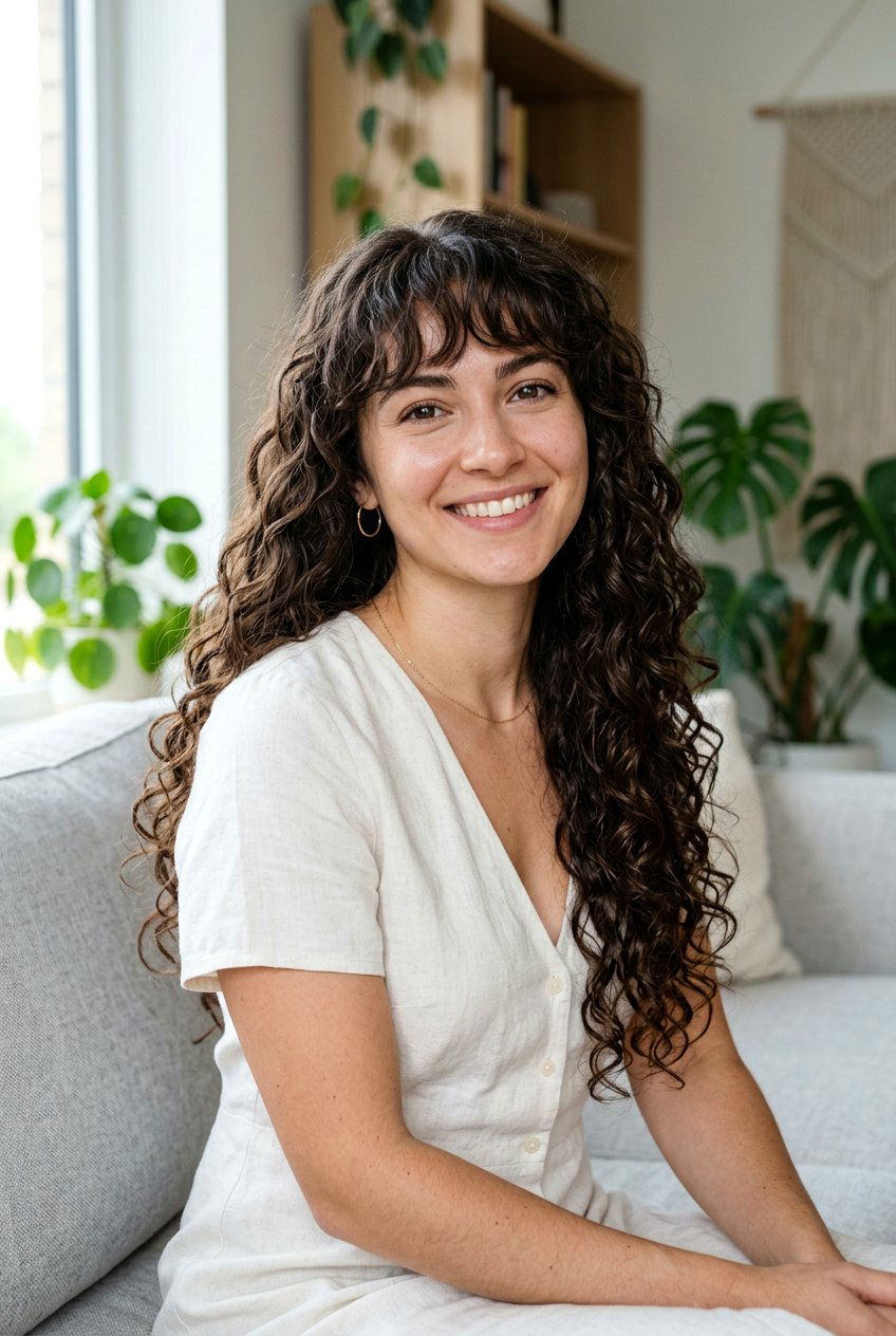Long Curly Haircut With Bangs For Heart Shaped Face - 20 curly haircut for heart shaped face - 20 curly haircut for heart shaped face