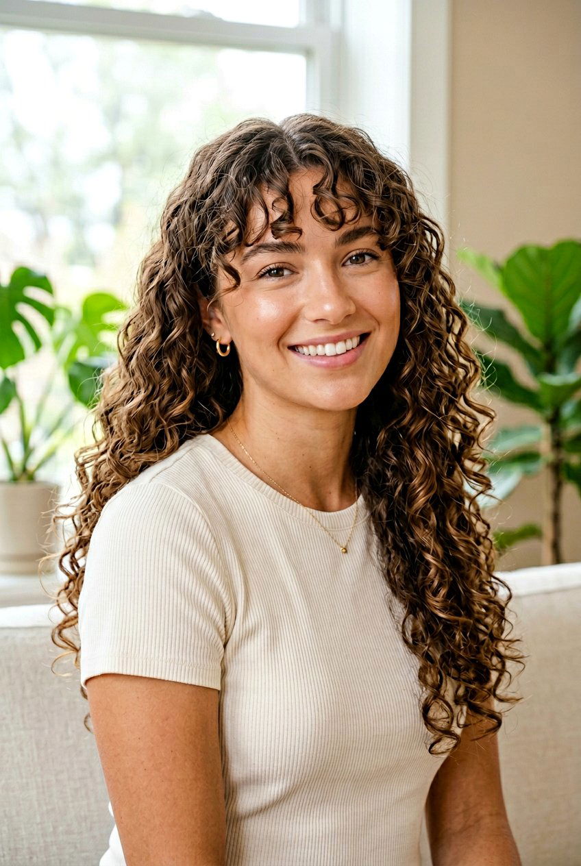 Long Curly Haircut With Curtain Bangs - 20 long haircut for naturally curly hair - 20 long haircut for naturally curly hair
