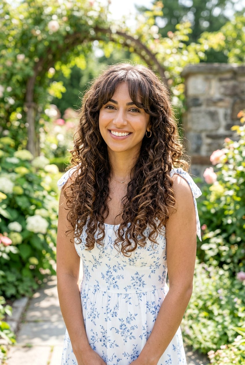 Long Curly Layers With Curtain Bangs - 20 curly haircut with curtain bangs - 20 curly haircut with curtain bangs