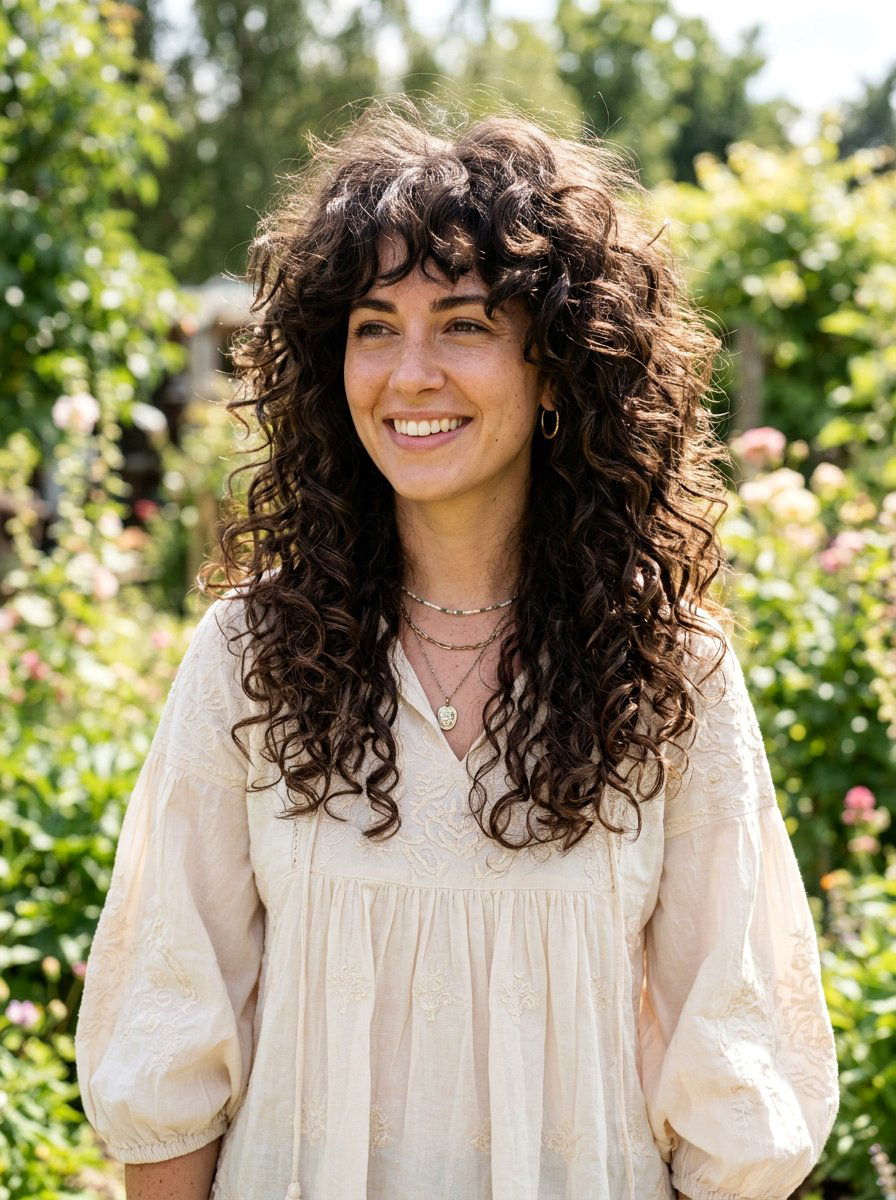 Long Curly Shag Haircut - 20 haircut for dense curly hair - 20 haircut for dense curly hair