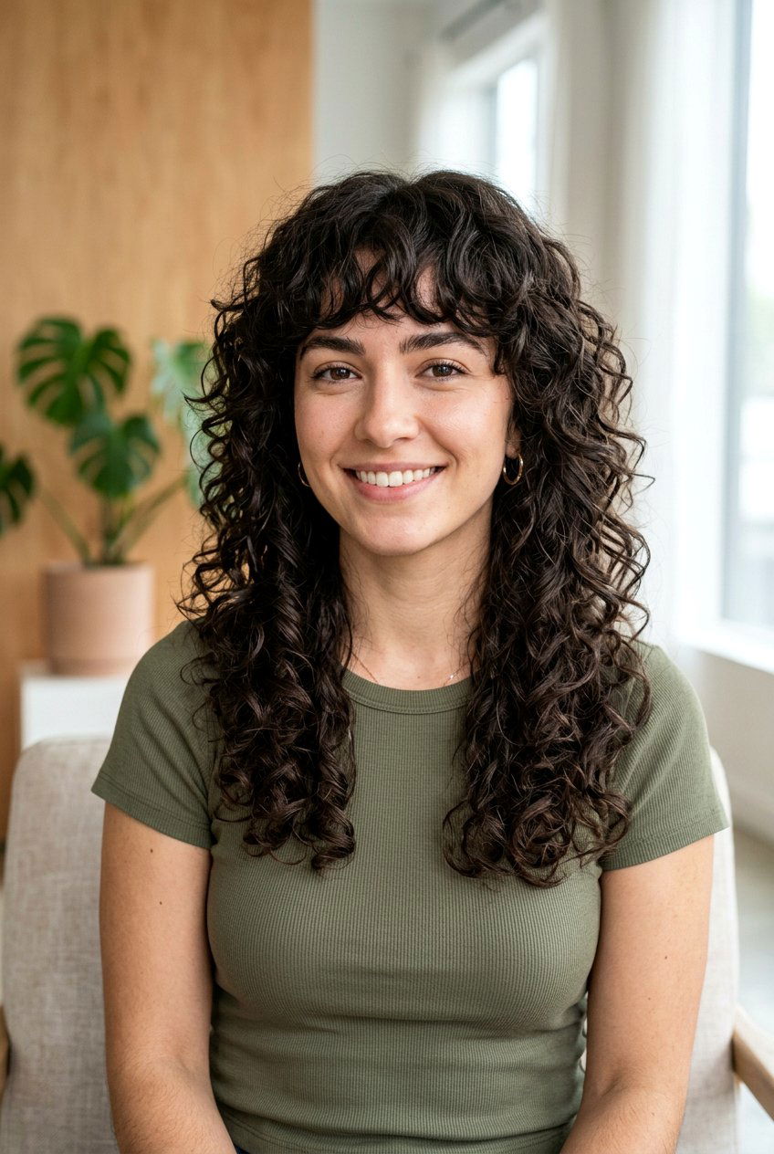 Long Curly Shag With Bangs For Thick Hair - 20 long curly shag with bangs - 20 long curly shag with bangs