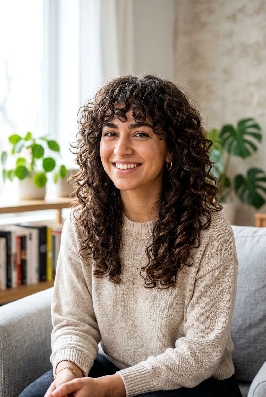 Long Curly Shag With Full Bangs - 20 long curly shag with bangs - 20 long curly shag with bangs