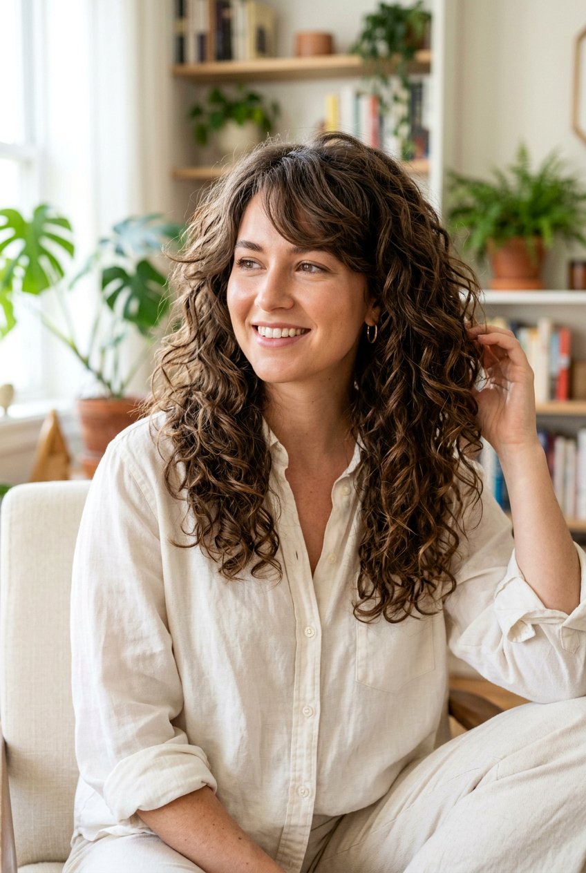 Long Curly Shag With Side Bangs - 20 long curly shag with bangs - 20 long curly shag with bangs