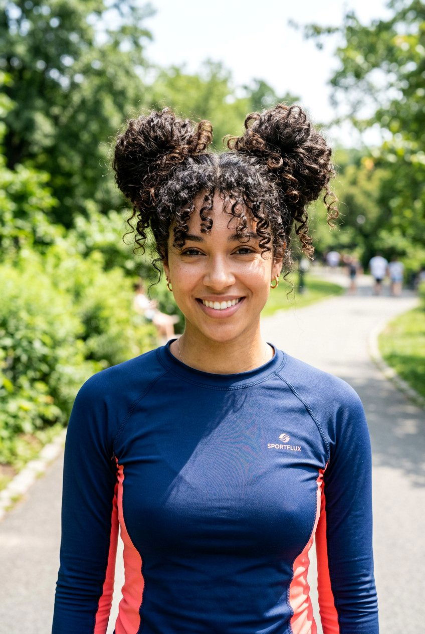 Long Curly Space Buns - 20 beach hairstyle for long curly hair - 20 beach hairstyle for long curly hair