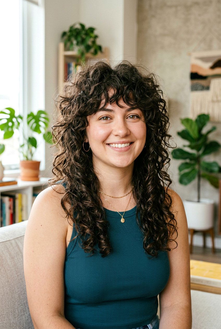 Long Curly Wolf Cut For Round Face - 20 curly wolf cut for round face - 20 curly wolf cut for round face