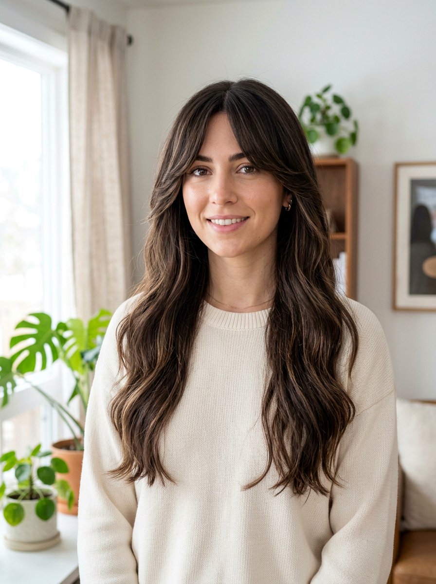 Long Curtain Bangs Haircut - 20 polished haircut for professional women - 20 polished haircut for professional women