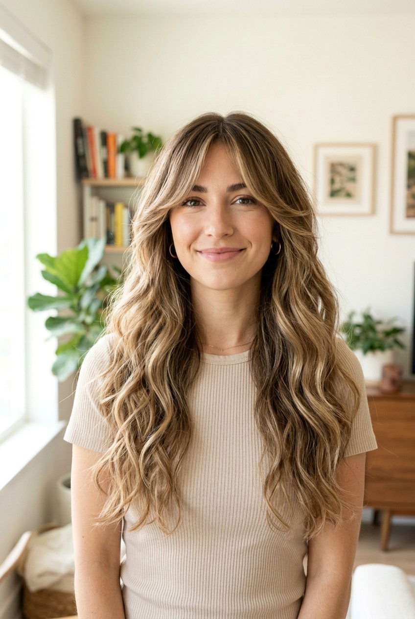 Long Curtain Bangs With Layers - 20 healthy looking haircut for long hair - 20 healthy looking haircut for long hair