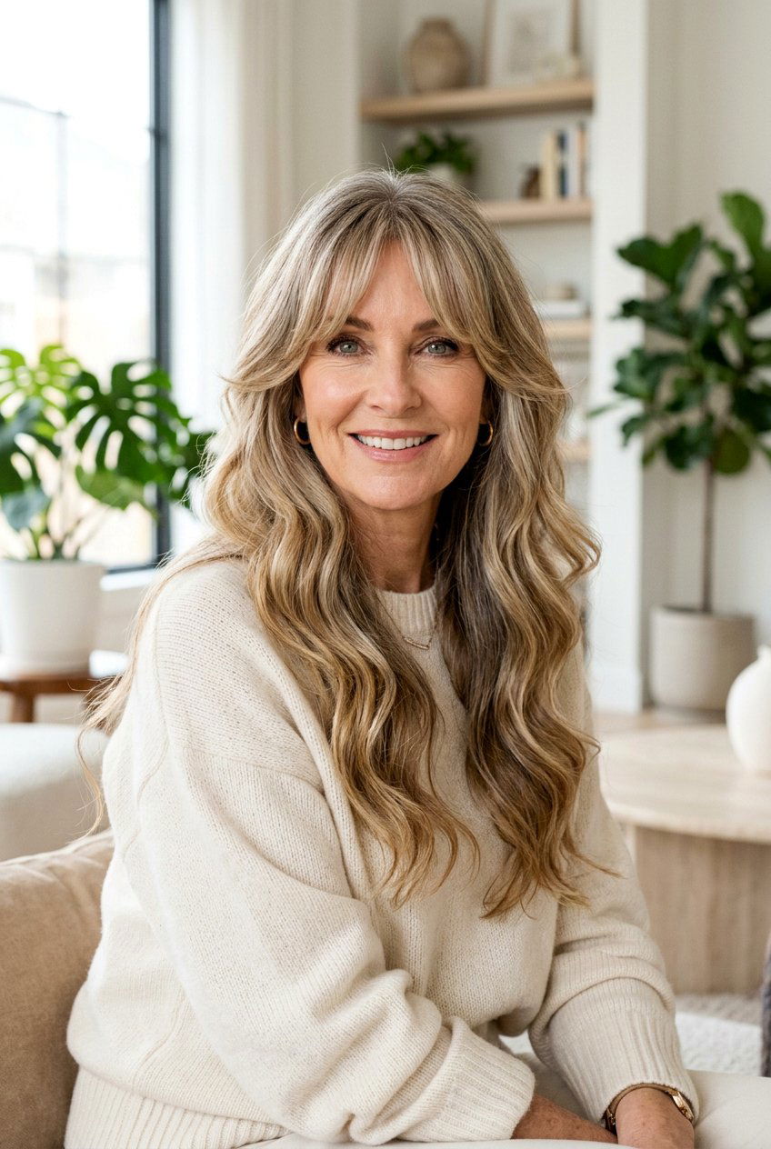 Long Curtain Bangs - 20 curtain bangs for women over 50 - 20 curtain bangs for women over 50