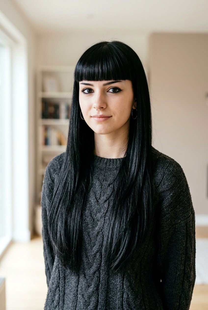 Long Emo Hair With Straight Fringe - 20 scene layered haircut for girls - 20 scene layered haircut for girls