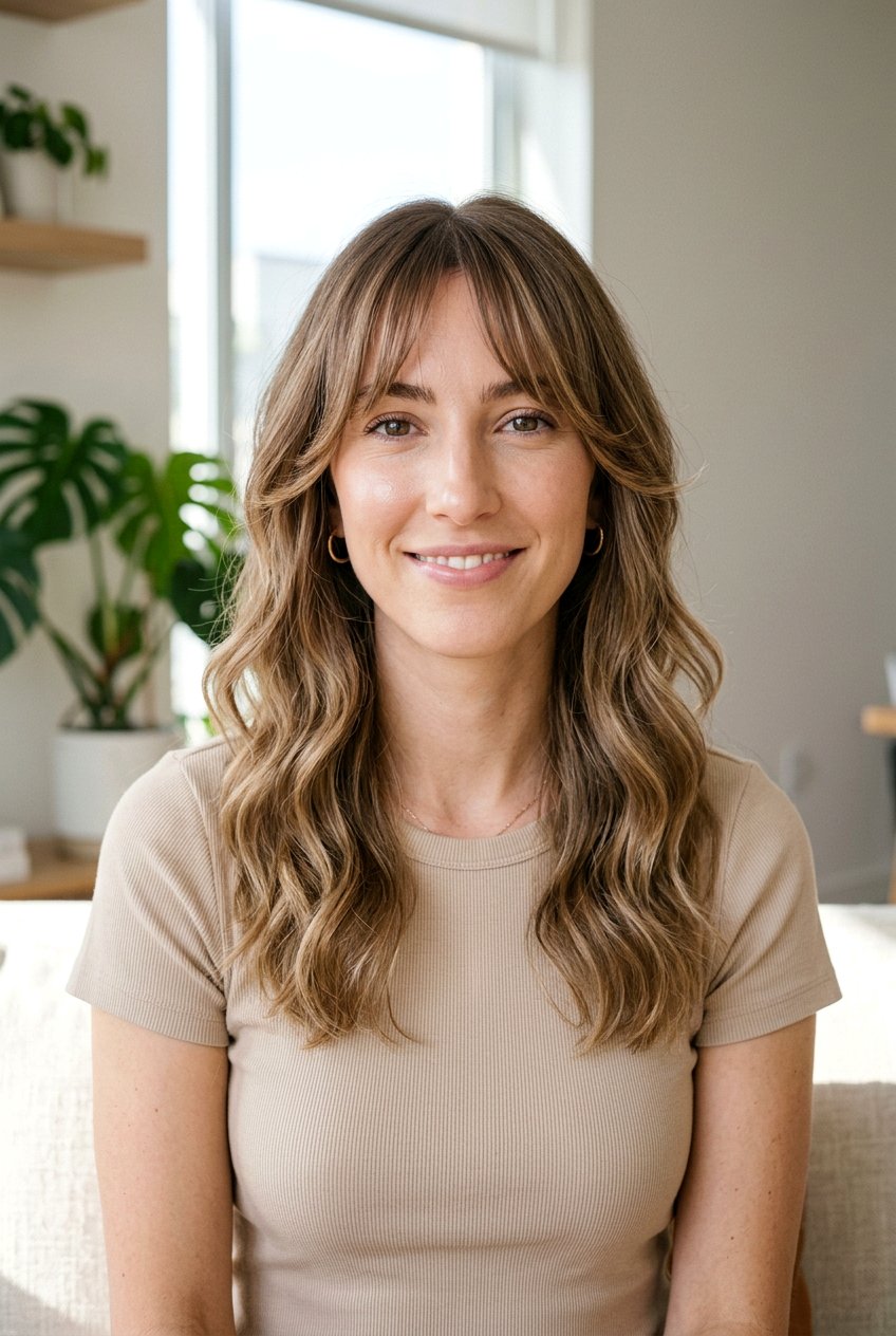 Long Face Framing Haircut With Bottleneck Bangs - 20 face framing haircut for long hair - 20 face framing haircut for long hair