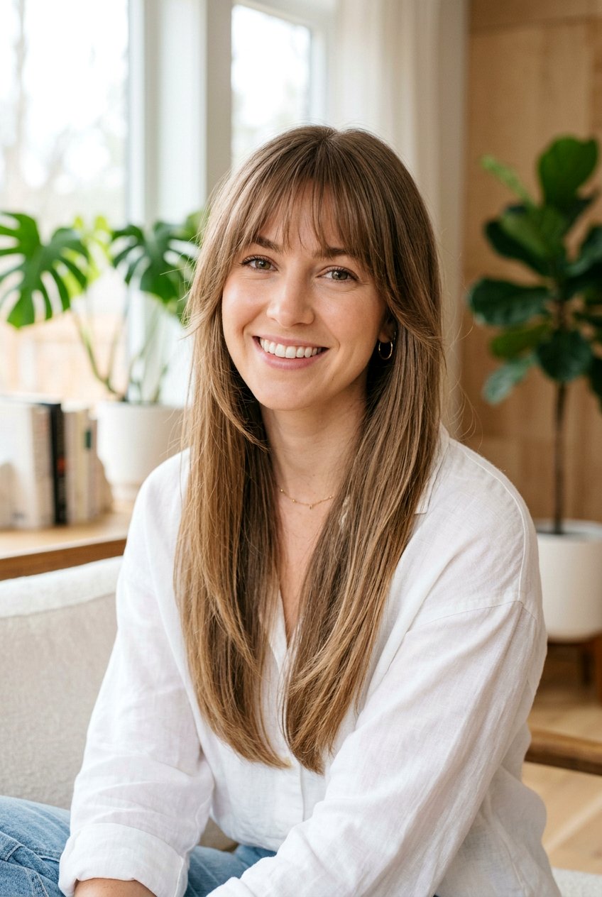 Long Face Framing Haircut With Wispy Bangs - 20 face framing haircut for long hair - 20 face framing haircut for long hair