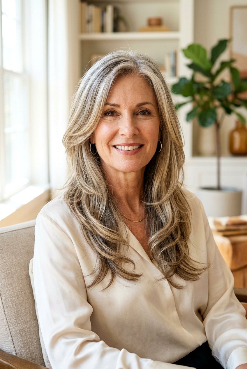 Long Face Framing Layers - 20 long soft layers for mature women - 20 long soft layers for mature women