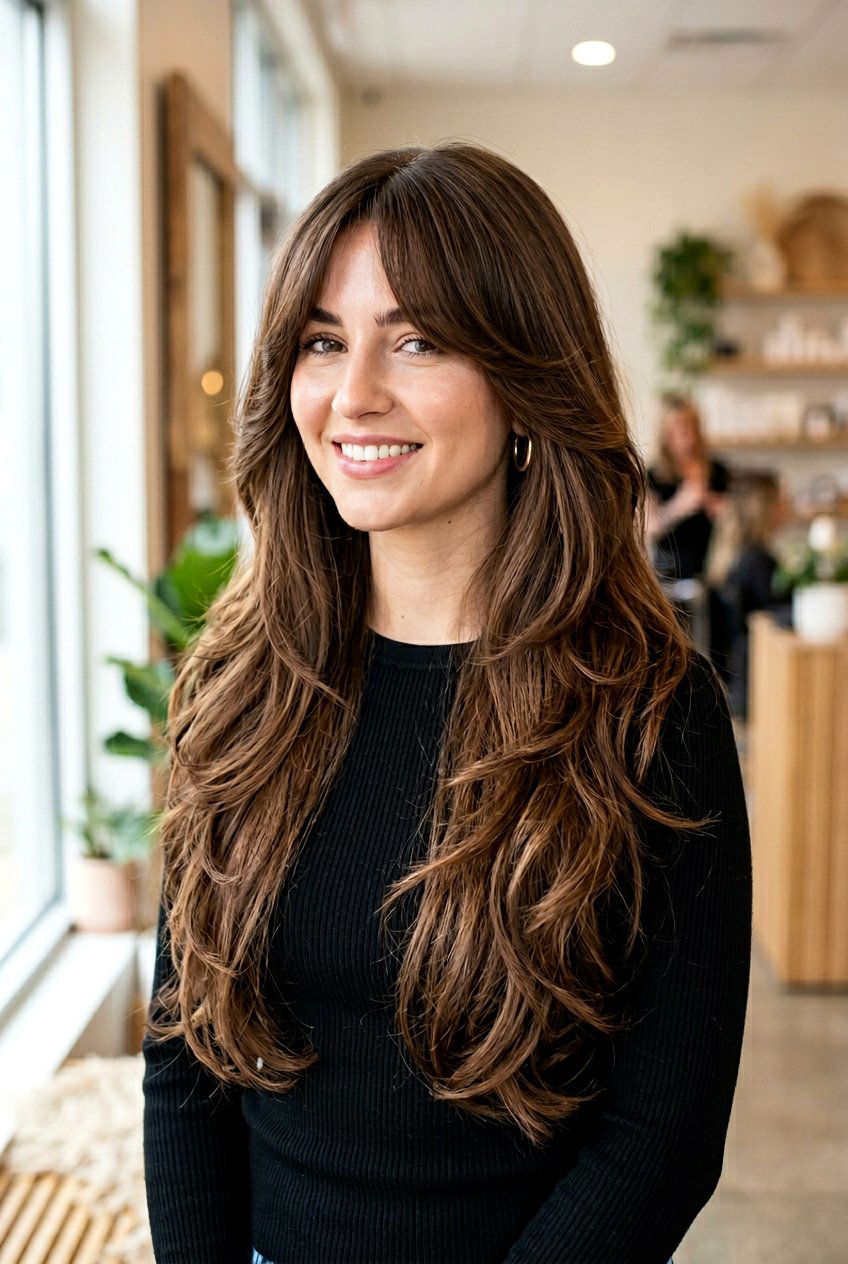 Long Face Framing Octopus Haircut With Curtain Bangs - 20 octopus haircut with curtain bangs - 20 octopus haircut with curtain bangs