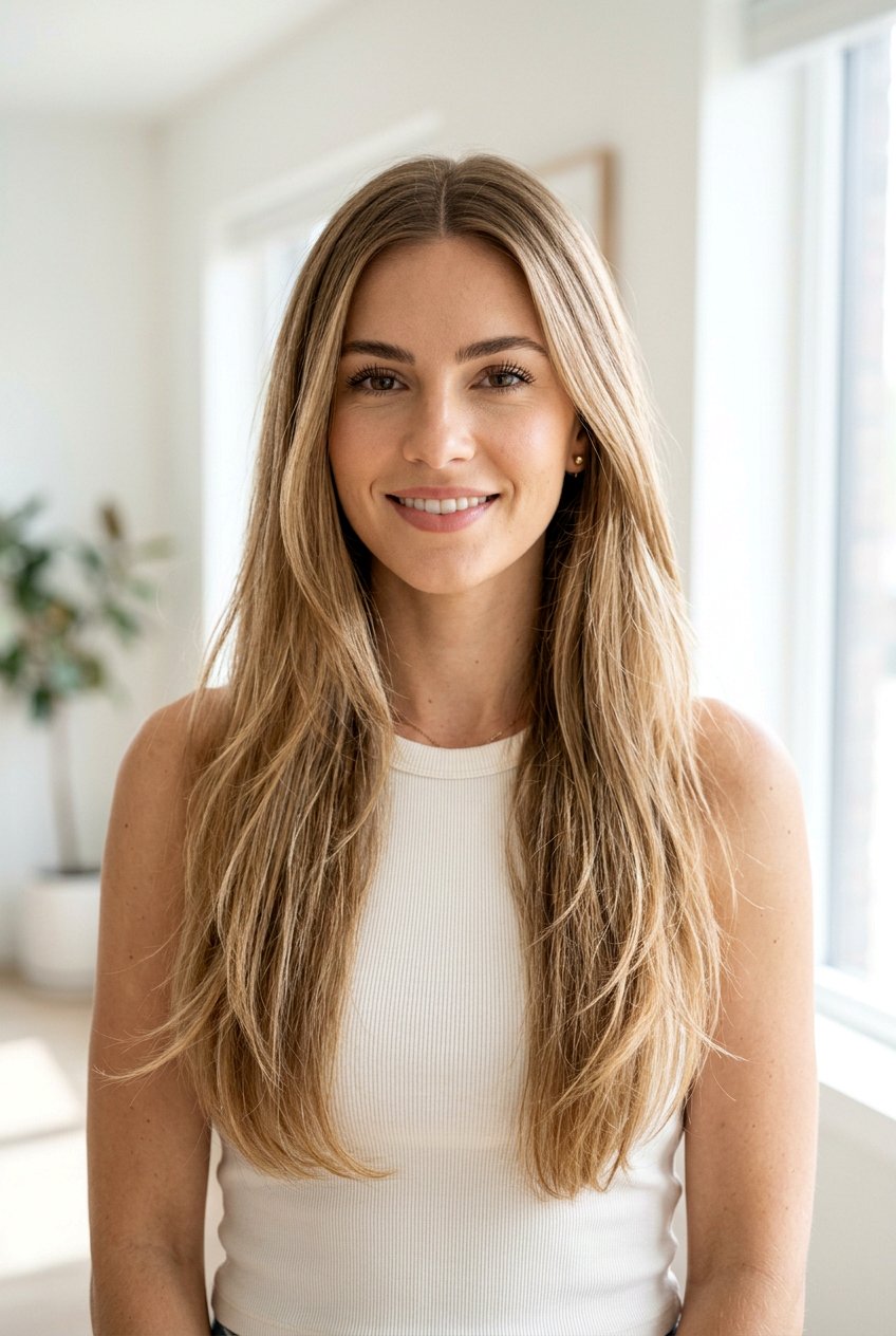 Long Fine Hair Layers With Center Part - 20 long haircut with center part - 20 long haircut with center part