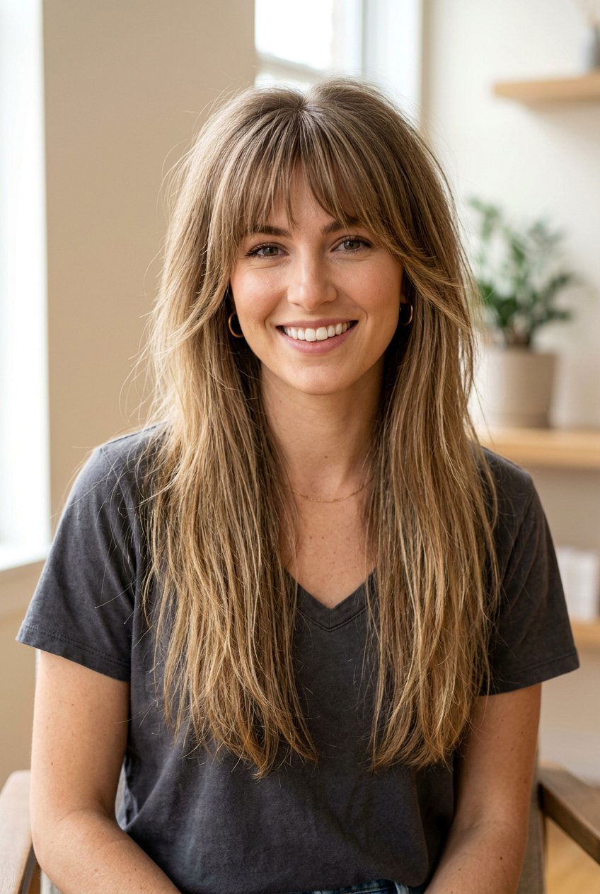 Long Fine Hair With Bottleneck Bangs - 20 long haircut with bottleneck bangs - 20 long haircut with bottleneck bangs