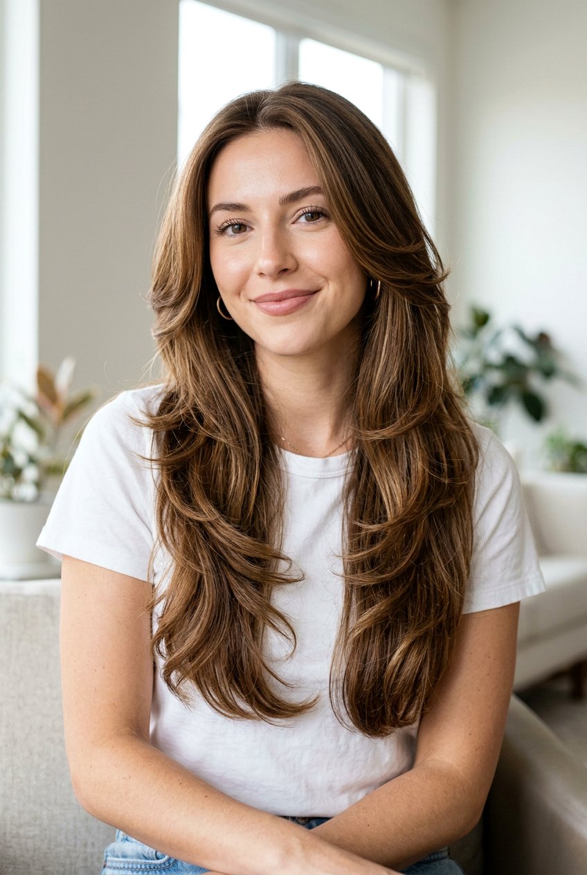Long Fine Hair With Soft Butterfly Layers - 20 long fine hair with soft layers - 20 long fine hair with soft layers