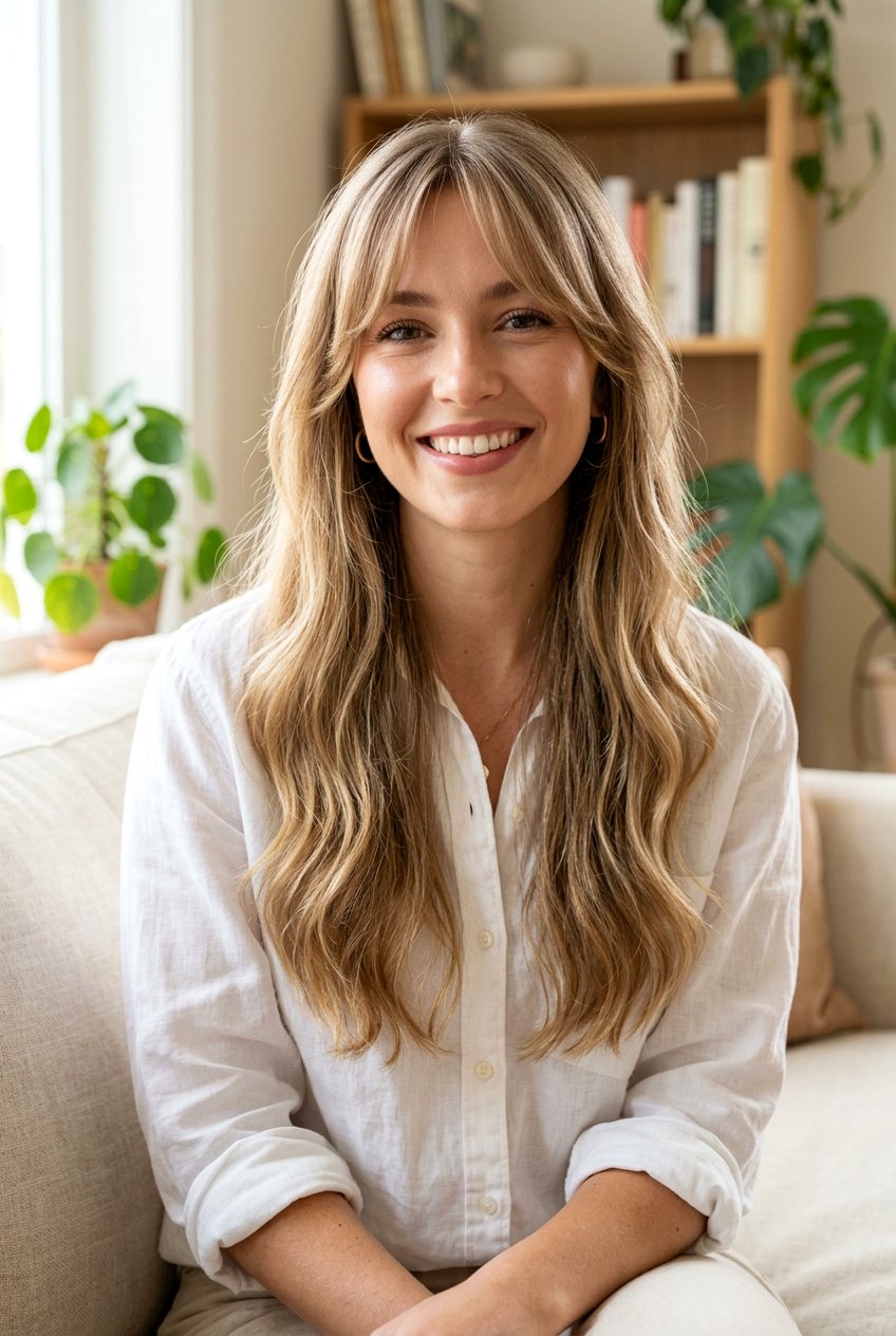 Long Fine Hair With Soft Curtain Bangs And Layers - 20 long fine hair with soft layers - 20 long fine hair with soft layers