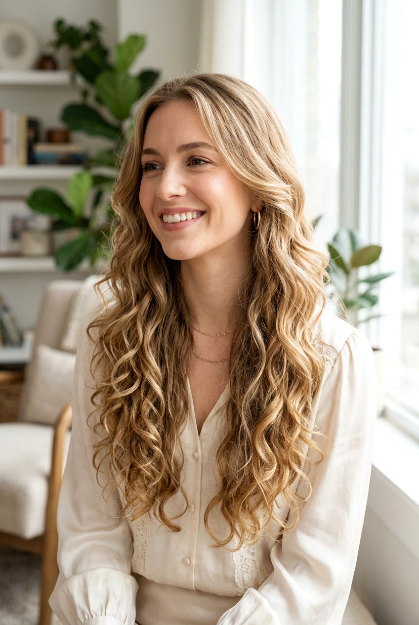 Long Fine Hair With Soft Layered Loose Curls - 20 long fine hair with soft layers - 20 long fine hair with soft layers