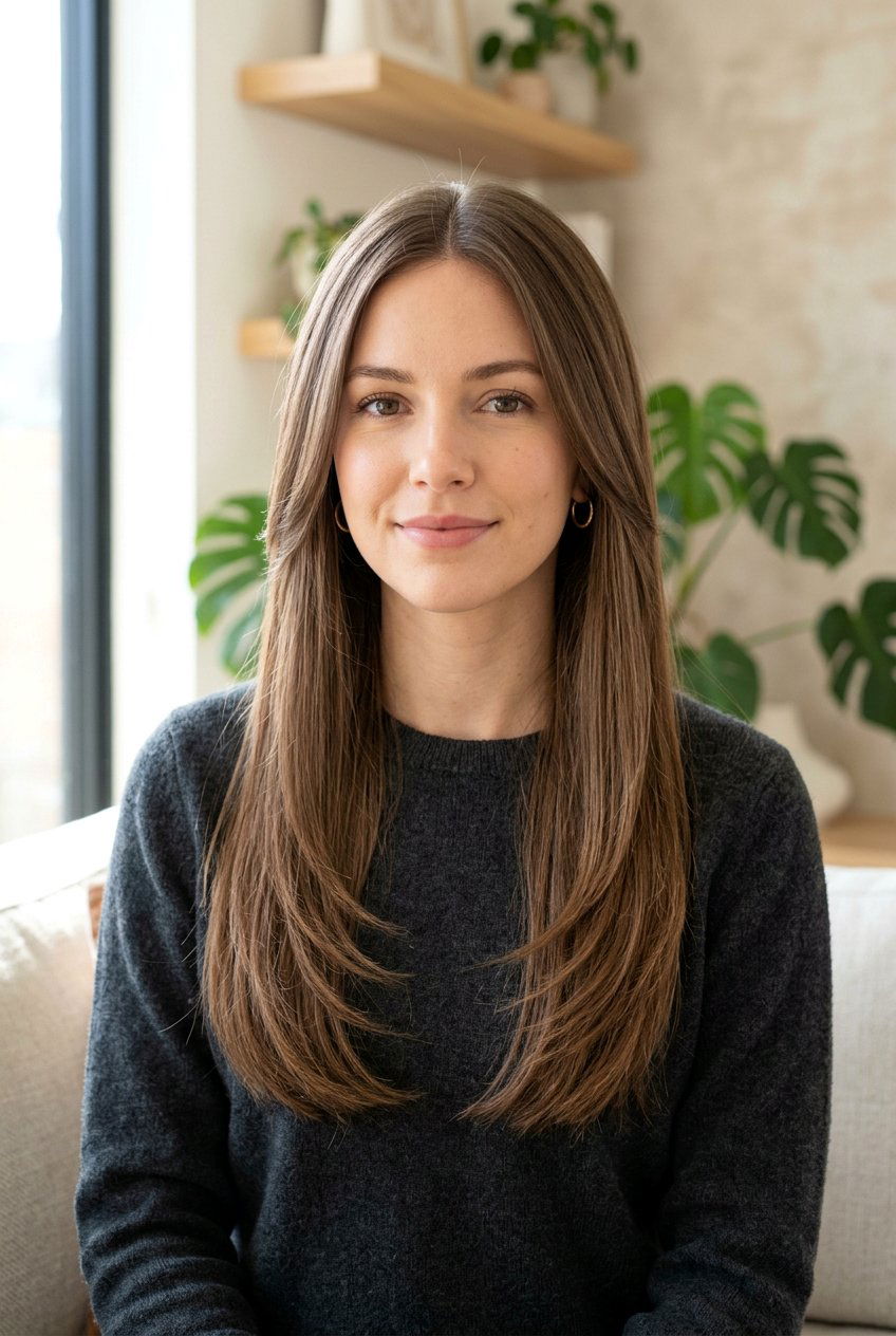 Long Fine Hair With Soft Layered Straight Look - 20 long fine hair with soft layers - 20 long fine hair with soft layers