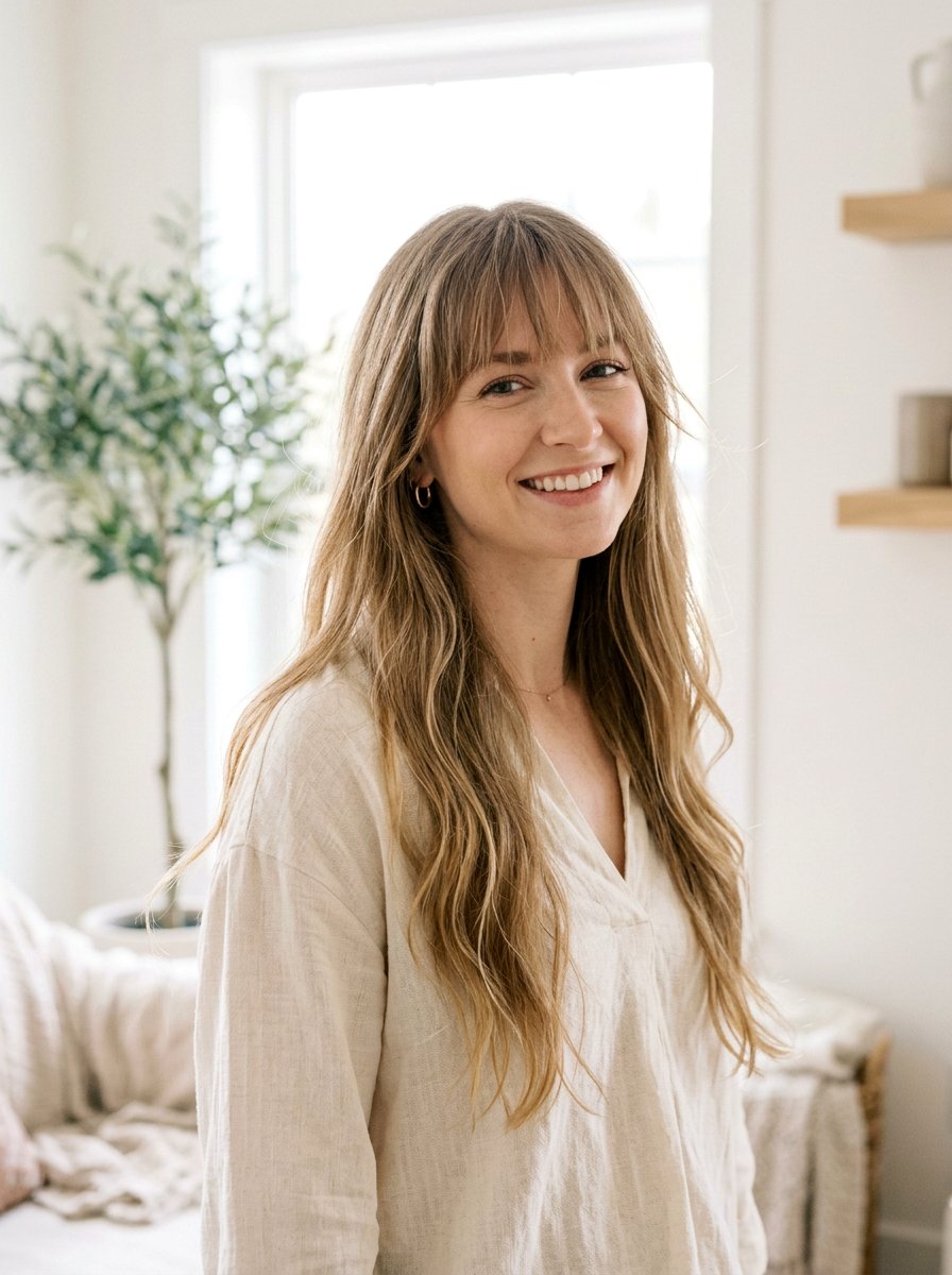 Long Fine Hair With Textured Bangs - 20 cute long haircut ideas with bangs - 20 cute long haircut ideas with bangs