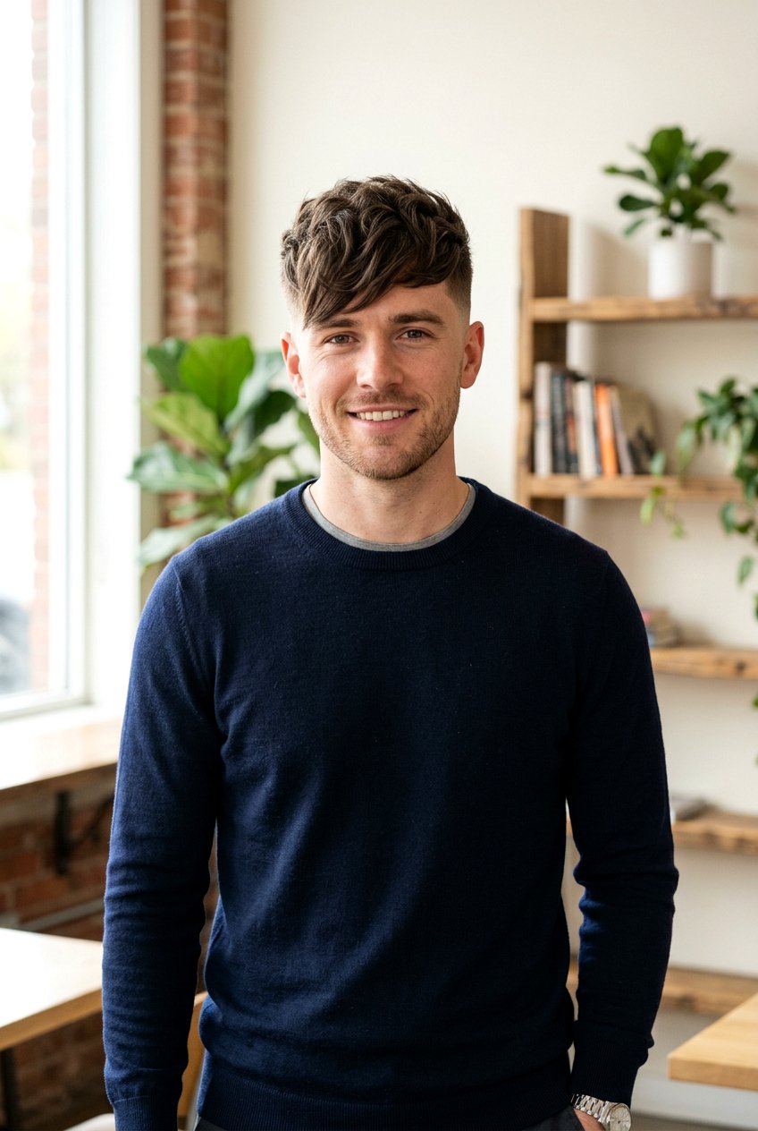 Long Fringe Textured Crop - 20 men textured crop for office look - 20 men textured crop for office look