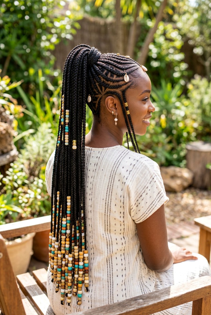 Long Fulani Braids Ponytail With Beads - 20 fulani braids ponytail with beads - 20 fulani braids ponytail with beads
