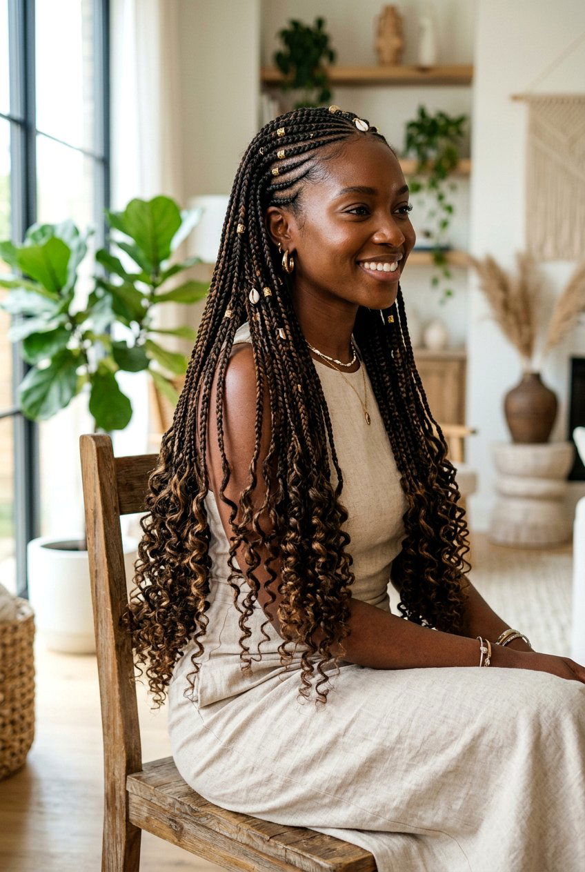 Long Fulani Braids With Curly Ends - 20 fulani braids with curly ends - 20 fulani braids with curly ends