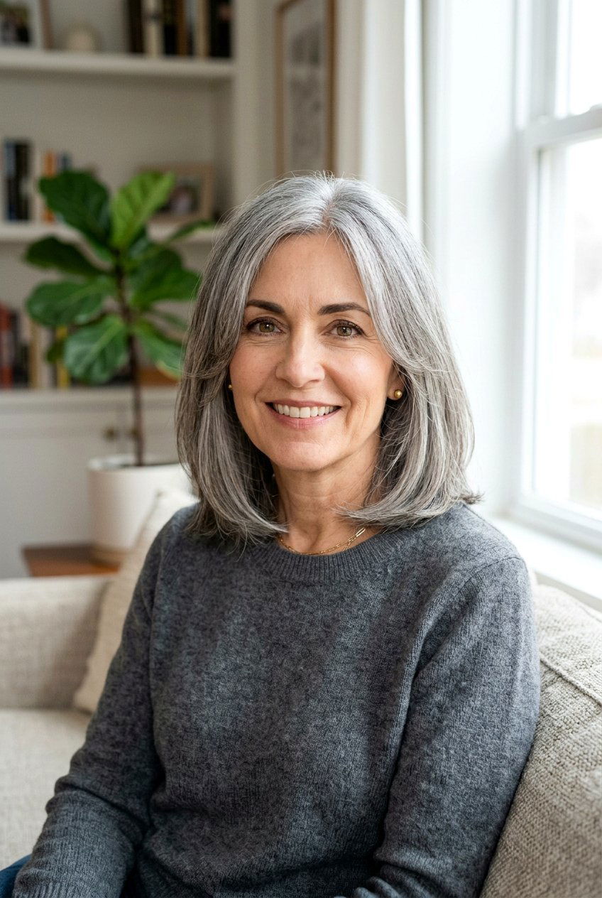 Long Gray Bob Lob for Versatility - 20 mom low maintenance gray bob - 20 mom low maintenance gray bob