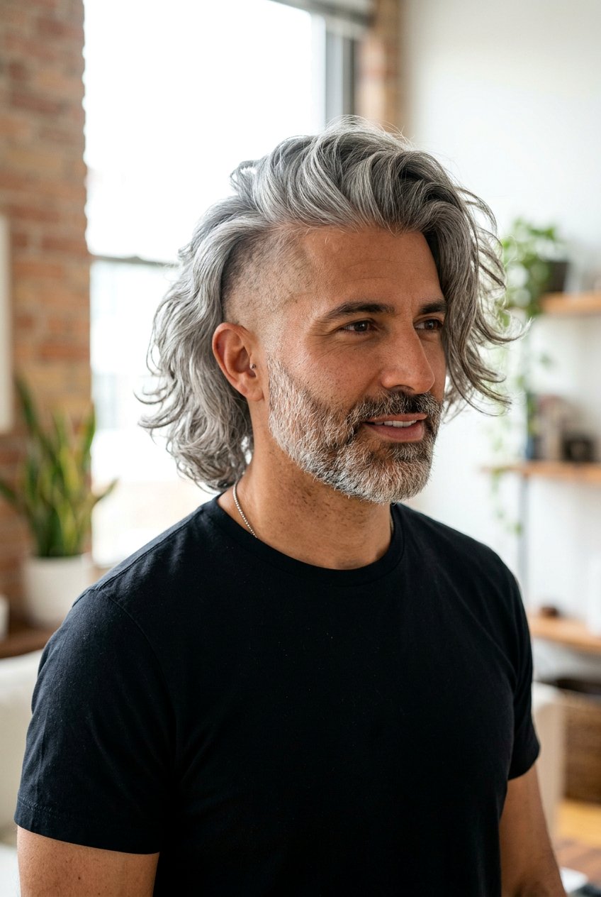 Long Gray Hair With Undercut - 20 long gray hairstyles for men - 20 long gray hairstyles for men