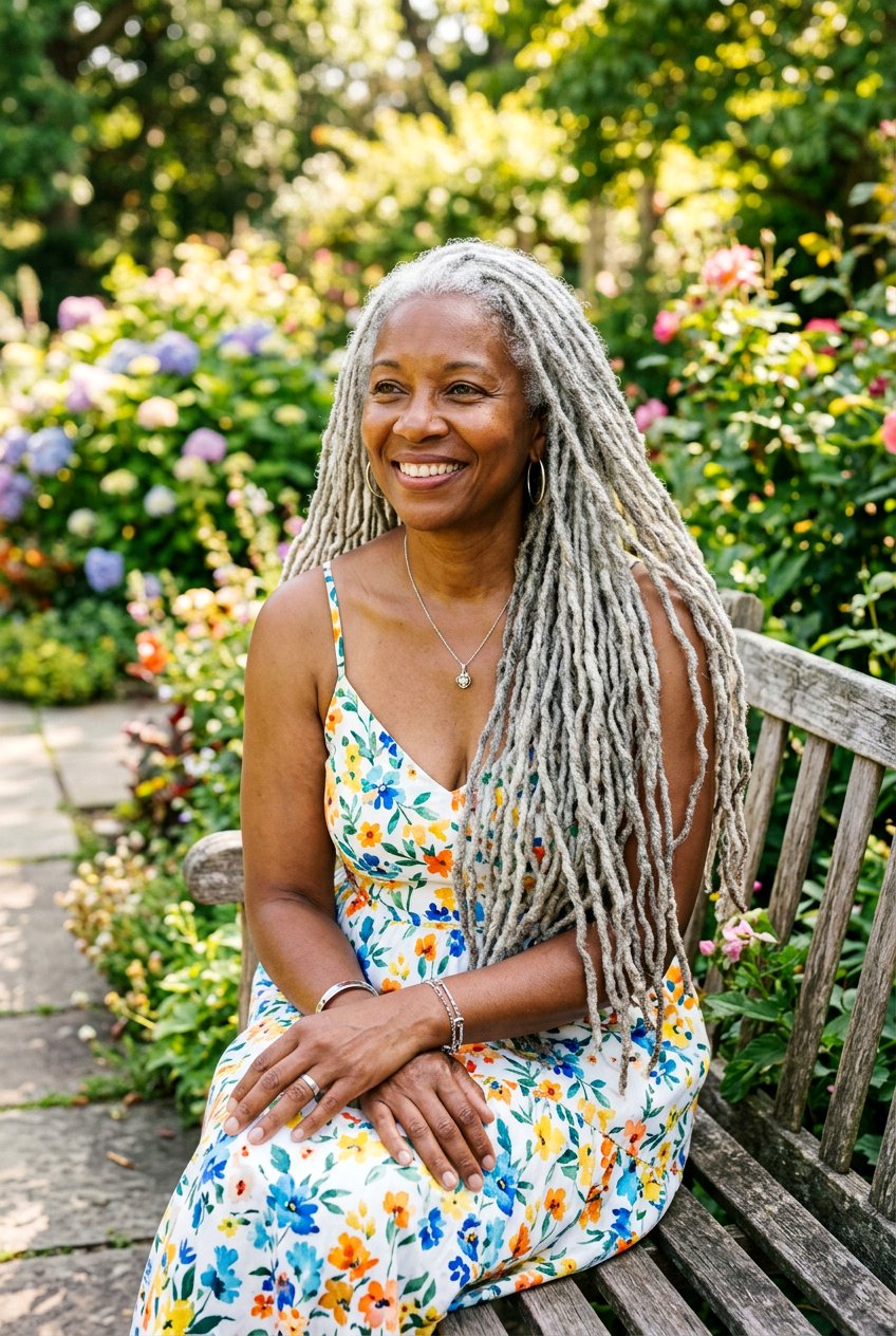 Long Gray Locs - 20 black women gray natural hair ideas - 20 black women gray natural hair ideas