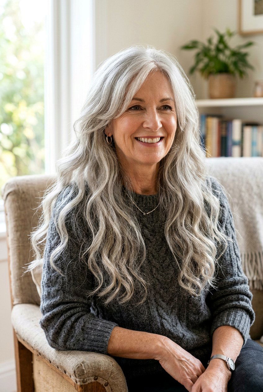 Long Grey Hair - 20 natural hairstyles for women over 50 - 20 natural hairstyles for women over 50