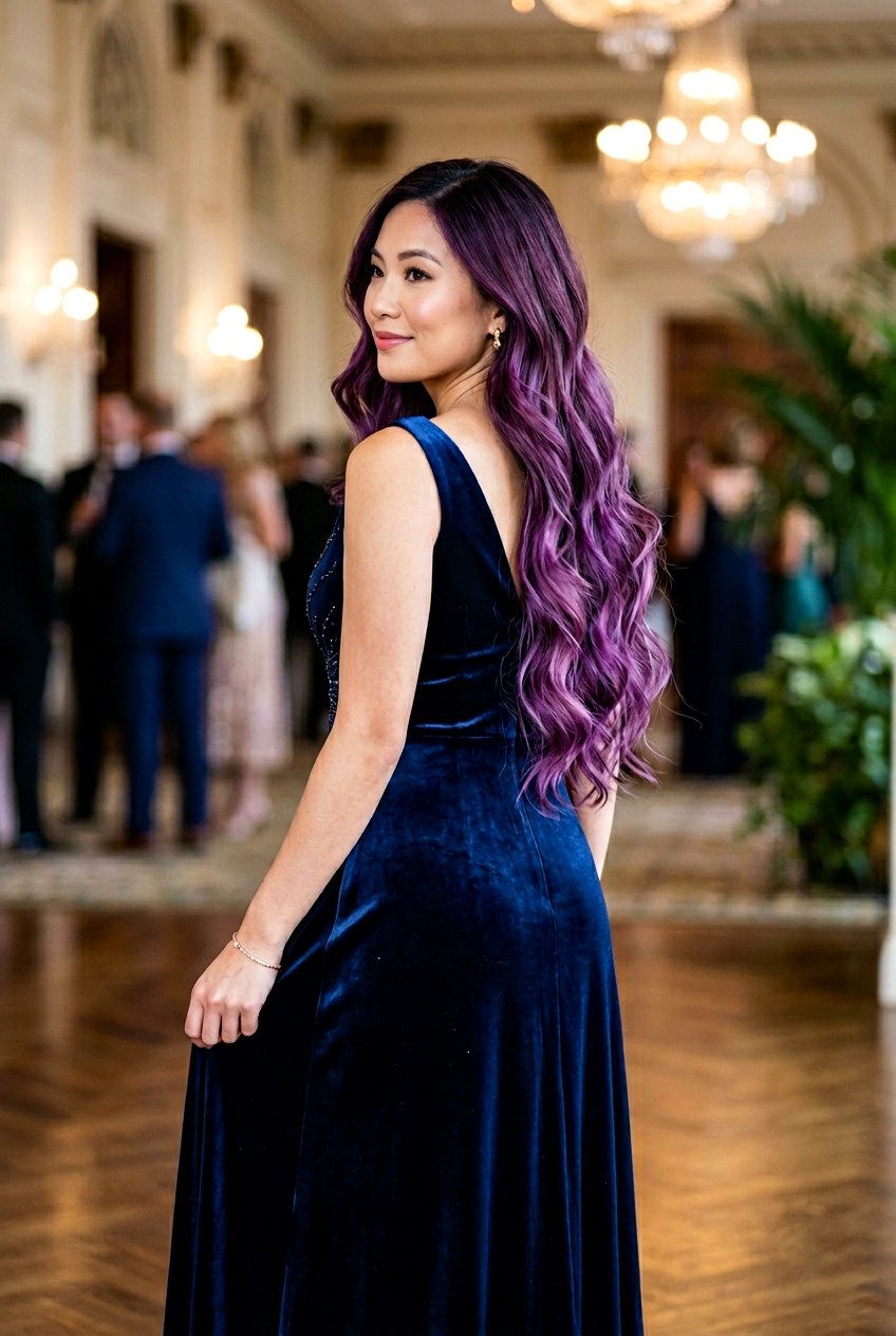 Long Hair Plum Balayage - 20 plum balayage for black hair women - 20 plum balayage for black hair women