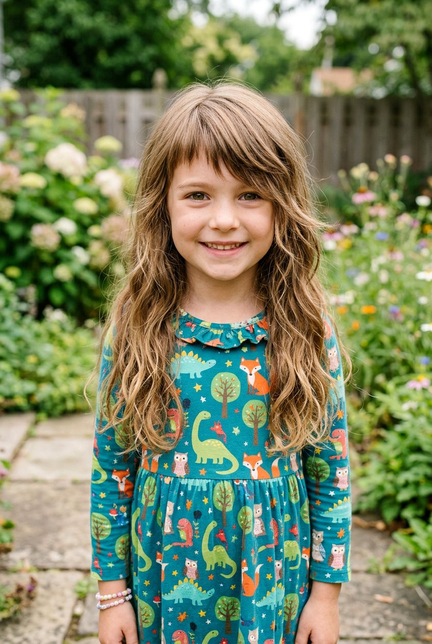 Long Hair With Asymmetrical Curtain Bangs - 20 long haircut for little girls with curtain bangs - 20 long haircut for little girls with curtain bangs