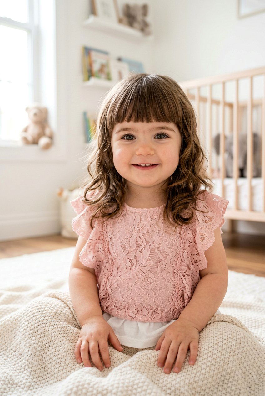 Long Hair With Bangs - 20 first haircut ideas for baby girls - 20 first haircut ideas for baby girls