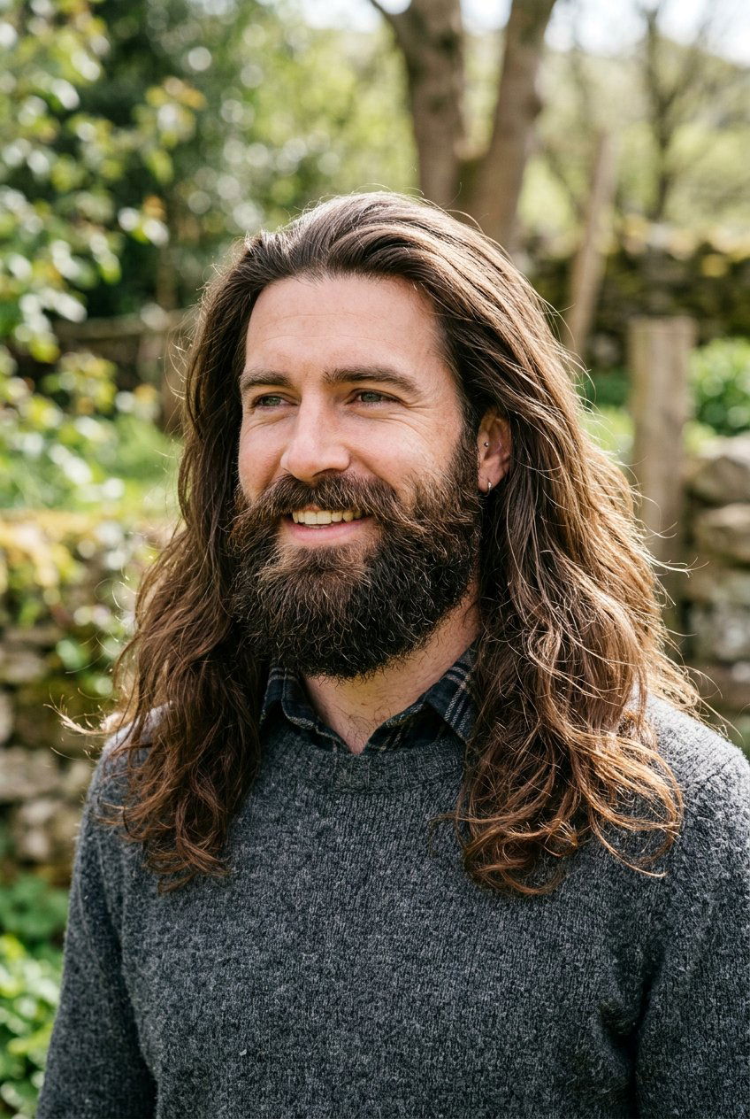 Long Hair With Beard - 20 long hairstyles for men - 20 long hairstyles for men