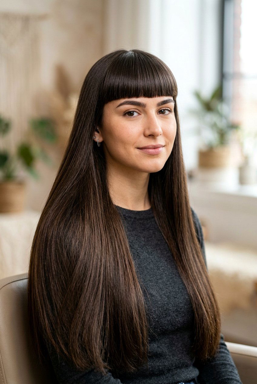 Long Hair With Blunt Bangs - 20 long hairstyles for thick hair - 20 long hairstyles for thick hair