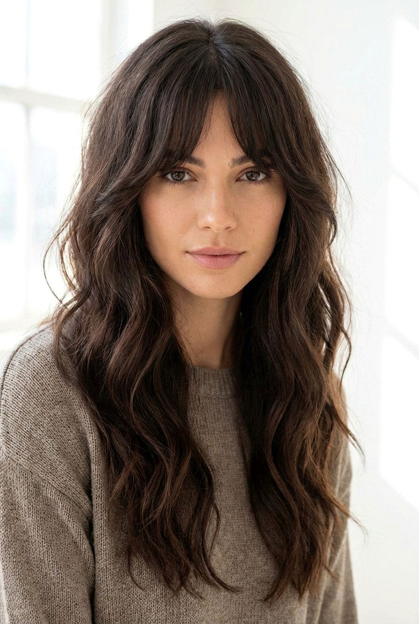 Long Hair With Bottleneck Bangs - 20 haircuts for round faces - 20 haircuts for round faces