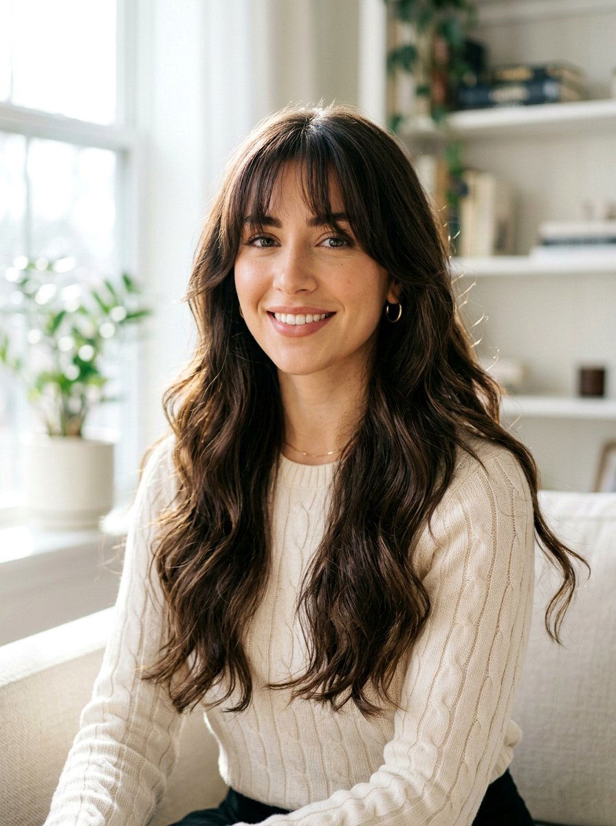 Long Hair With Bottleneck Bangs - 20 cute long haircut ideas with bangs - 20 cute long haircut ideas with bangs