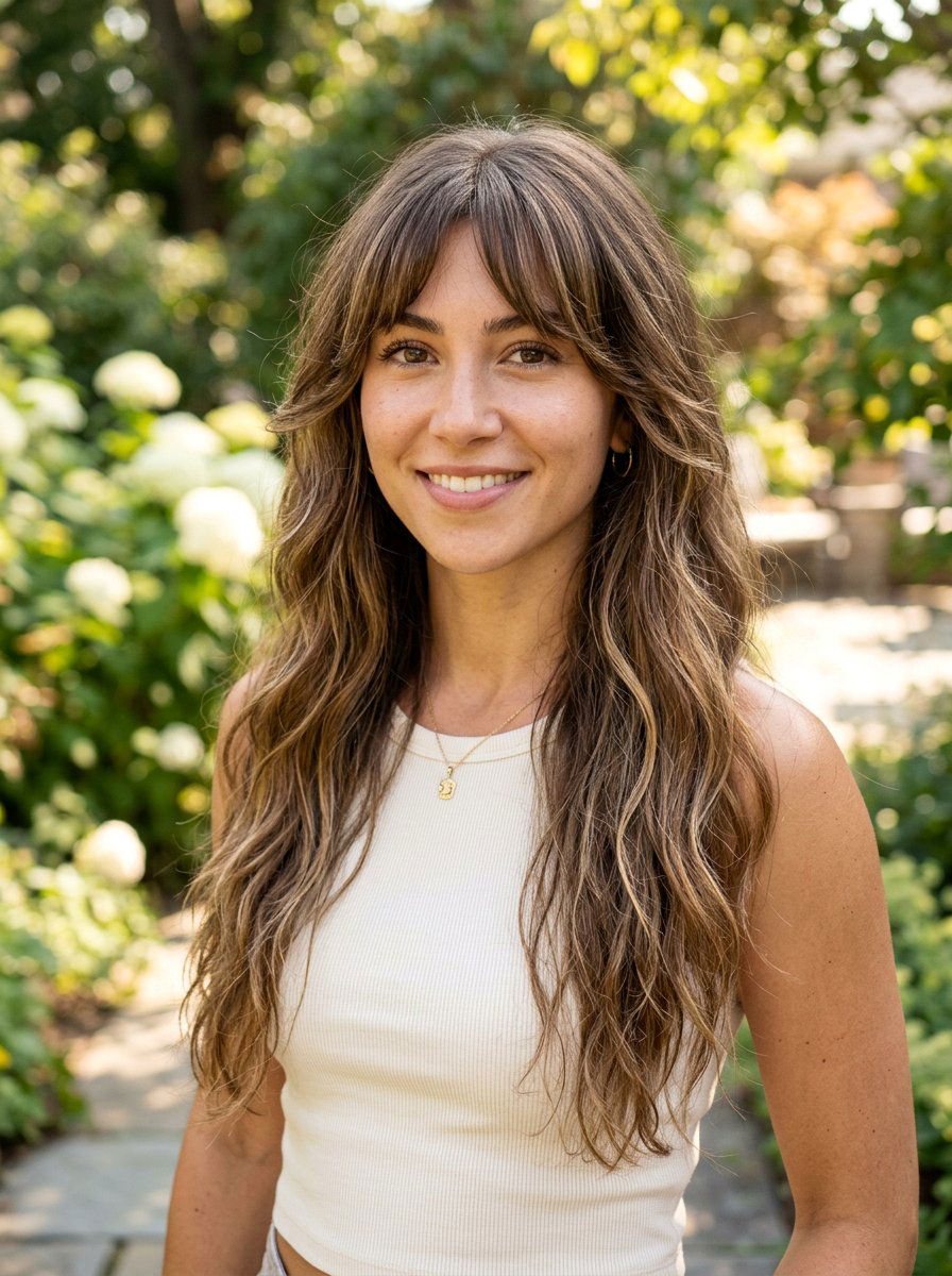 Long Hair With Bottleneck Bangs - 20 viral hairstyle ideas for women - 20 viral hairstyle ideas for women