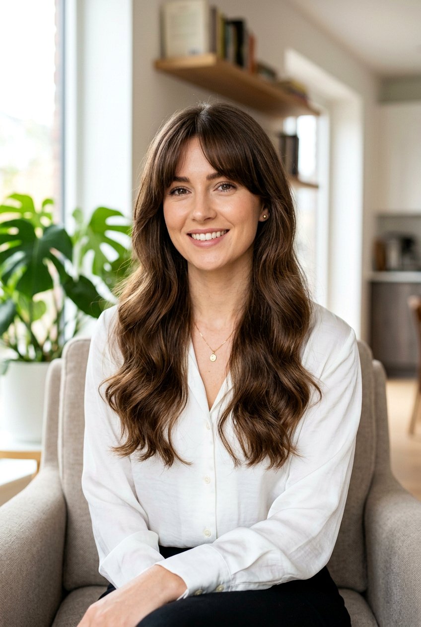 20 Flattering Bottleneck Bangs for Long Hair You Will Love