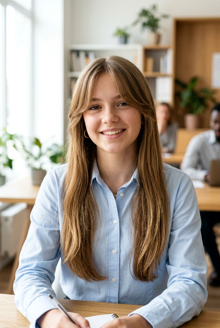 Long Hair With Chin Length Curtain Bangs - 20 long haircut for teenage girls with curtain bangs - 20 long haircut for teenage girls with curtain bangs