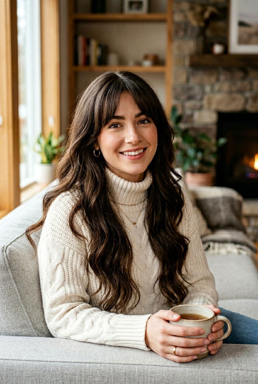 Long Hair With Curtain Bangs - 20 best hairstyle ideas for roundup posts - 20 best hairstyle ideas for roundup posts