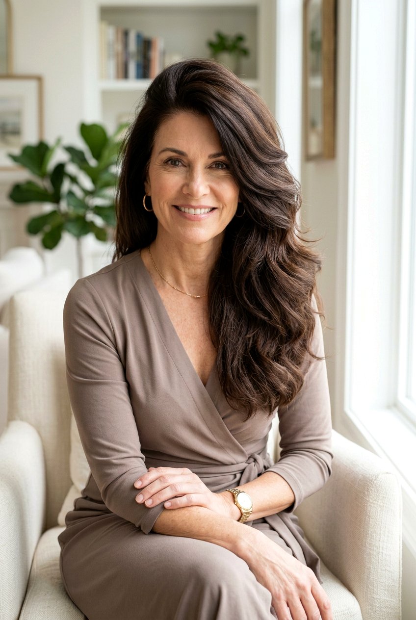 Long Hair With Deep Side Part - 20 long haircut for women over 50 - 20 long haircut for women over 50