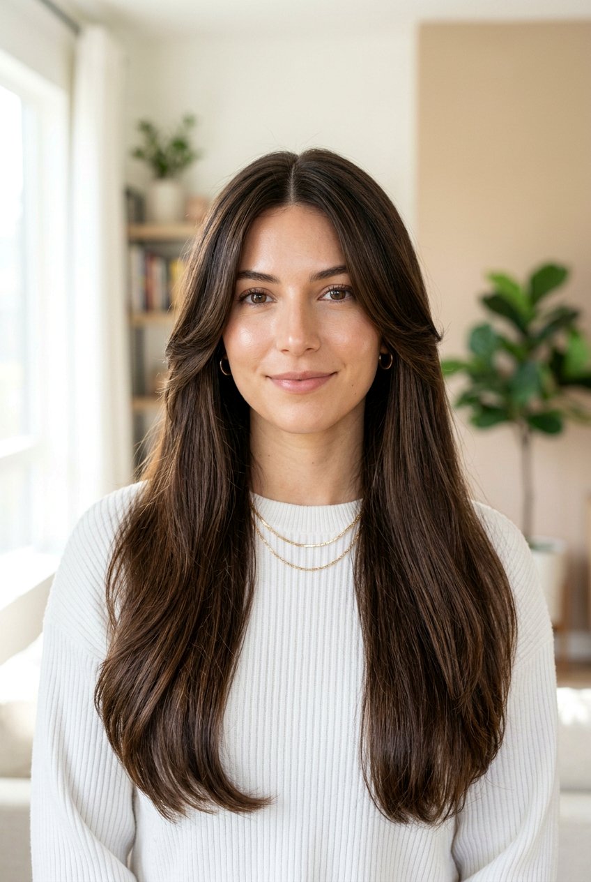 Long Hair With Face Framing Layers Center Part - 20 long haircut with center part - 20 long haircut with center part