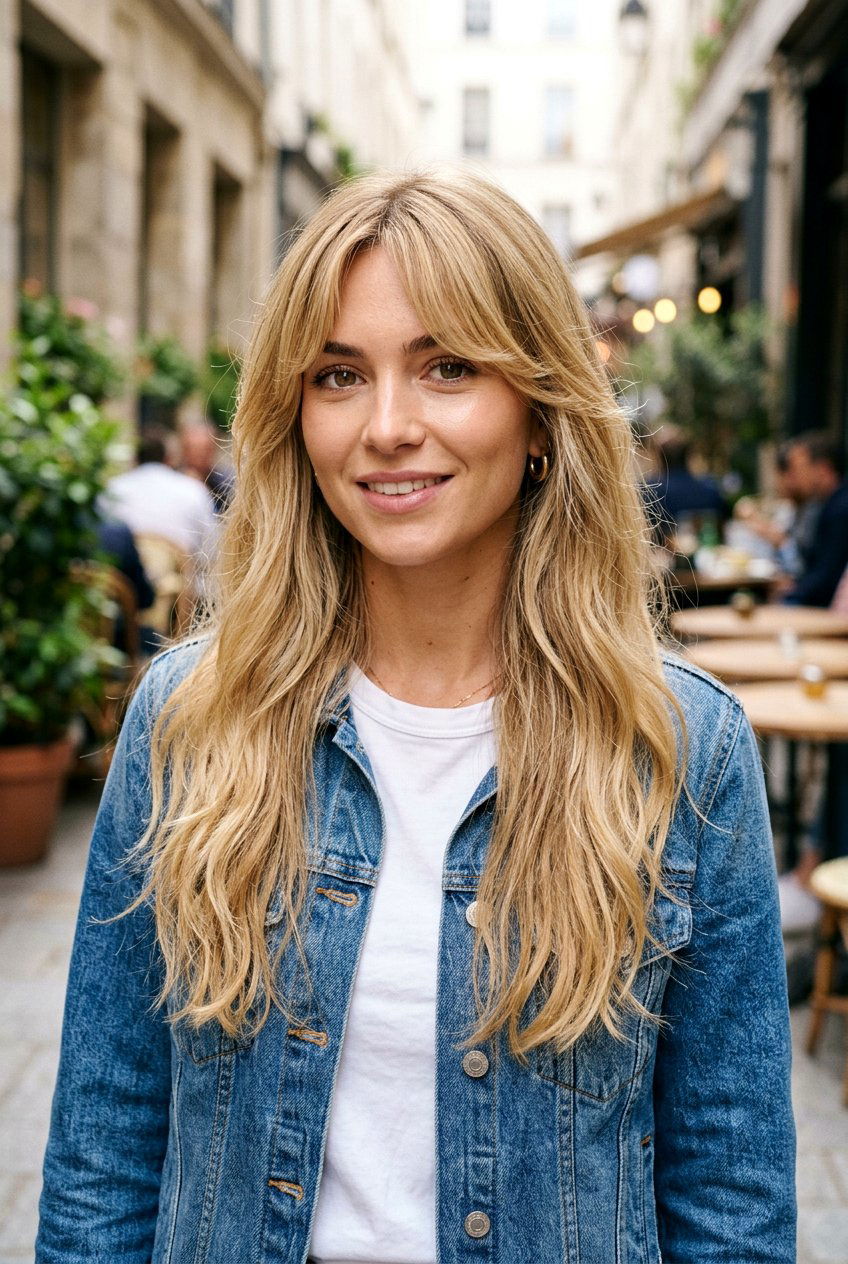 Long Hair With Feathered Curtain Bangs - 20 feather cut to reduce volume in thick hair - 20 feather cut to reduce volume in thick hair