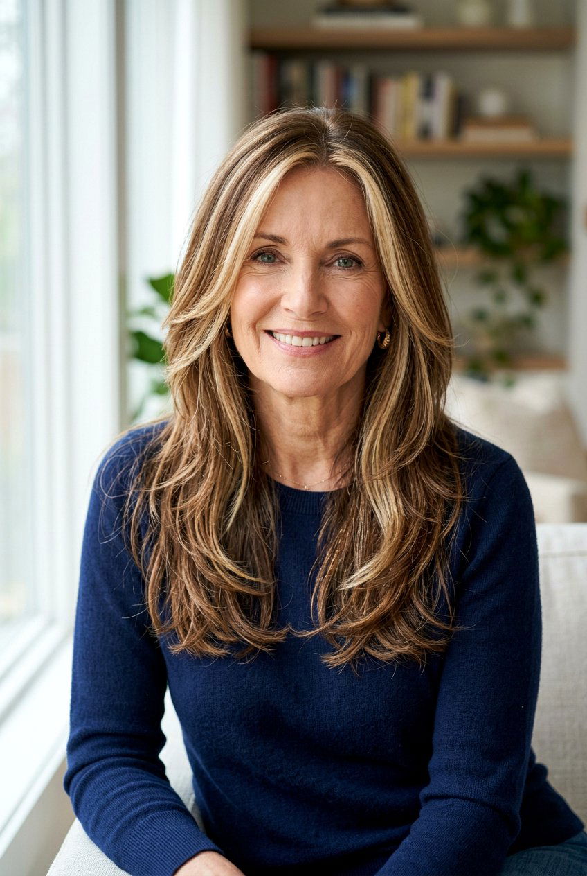 Long Hair With Highlights for Women Over 60 - 20 long haircut for women over 60 - 20 long haircut for women over 60