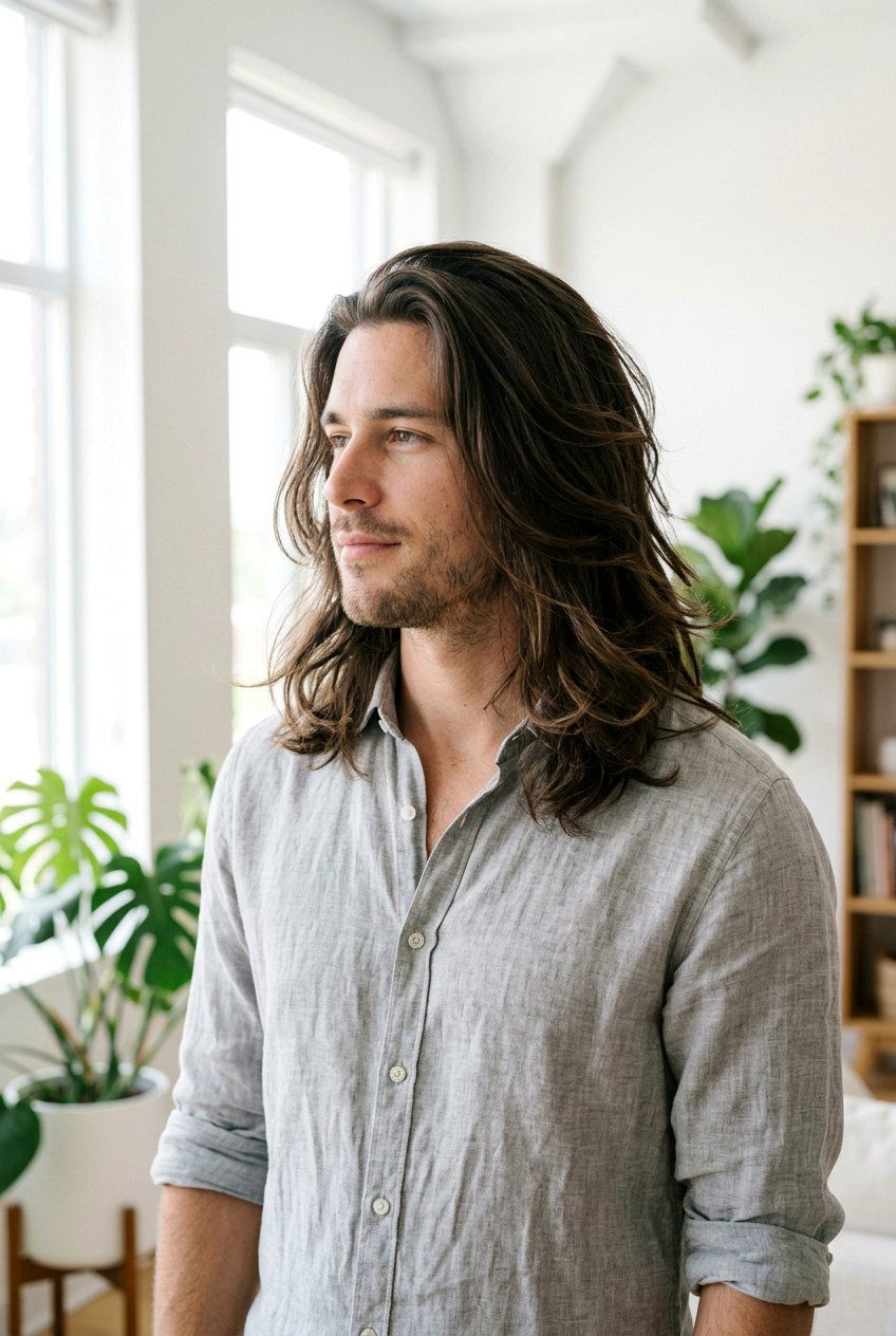 Long Hair With Internal Layering - 20 long layered haircut for men - 20 long layered haircut for men