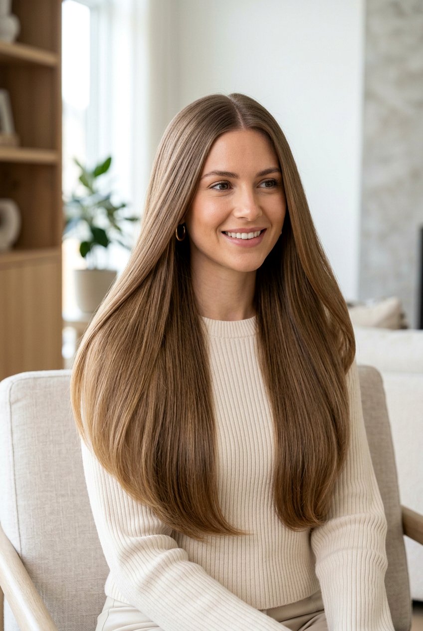 Long Hair With Invisible Layers Center Part - 20 long haircut with center part