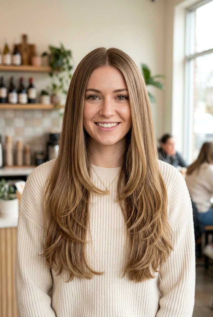 Long Hair With Layered Ends Center Part - 20 long haircut with center part - 20 long haircut with center part