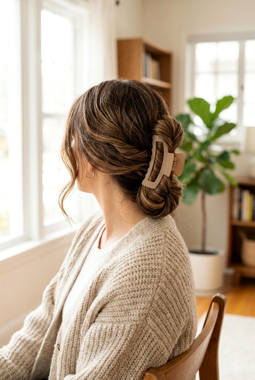 Long Hair With Low Claw Clip - 20 library friendly hairstyles - 20 library friendly hairstyles